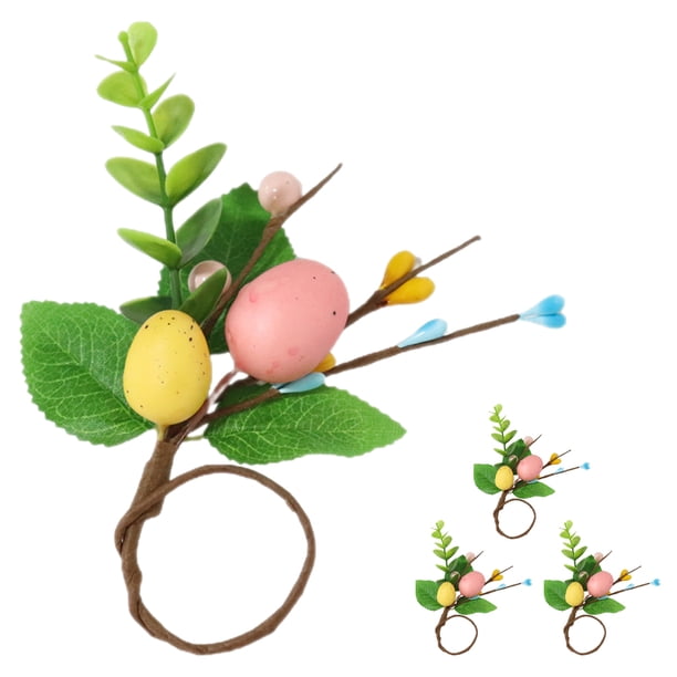 GOOHOCHY 4 Uds. Servilleteros de Pascua con hebilla, servilleteros de granja, anillos para Festival, servilleteros en forma de huevo