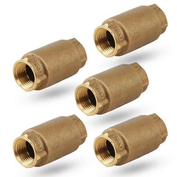 Midline Valve 372U422-5 Inline Spring Loaded Check Valve, Backflow Prevention, Lead-Free 2 in. FIP Connections, Cast Brass (5 Pack), 2