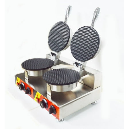 Ice Cream Cone Spinner INTBUYING Double Station Ice Cream Cone Machine Electric Waffle Maker with Dual Baker 022106 ()