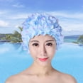 thumbnail image 2 of Gorro de baño con flores en 3D, gorro transpirable para deportes acuáticos, accesorios para piscina (azul), 2 of 3