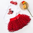 thumbnail image 3 of Baby Girls Romper Bodysuit 3pcs/Set Tutu Polka Dot Skirt w/Headband Princess Outfits, 3 of 6