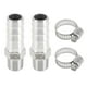 thumbnail image 1 of Accesorios de manguera Unique Bargains con 2 abrazaderas, accesorio de compresión de rosca macho para aire, agua, aceite, gas, combustible, acero inoxidable 35/64" OD 1/4" BSPT 1 juego tono plateado, 1 of 1