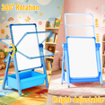 thumbnail image 4 of Art Easel for Kids, Double Sided Magnetic Kids Easel, Adjustable 360°Rotating Whiteboard & Chalkboard for Boys and Girls, Blue, 4 of 9