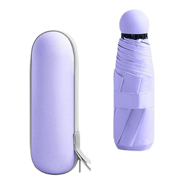 Paraguas de viaje para hombres y mujeres, miniparaguas de verano, protección solar, para Violeta con Estuche