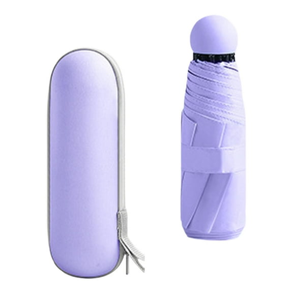 Sun Rain Umbrellas Mini Umbrella for Purse Outdoor Compact Umbrella for Rain Violet with Case