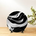 thumbnail image 6 of Cauagu Abstract Black White Swirls Print Bone China Decorative Plate, Wall Mount Plate Holiday Decor Decorative Ceramic Plates with Stand Elegant Household Plates Decorative-10in, 6 of 6