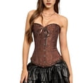 thumbnail image 1 of Tops de Corsé para Mujer, Lencería Moldeadora con Bustier, Body Push Up con Cintura de Encaje Café 5XL, 1 of 10