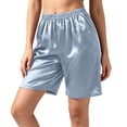 thumbnail image 4 of Costeam Womens Cooling Silky Knit Bermuda Shorts No Pockets Full Elastic High Waist Lightweight Breathable Wrinkle Free Loose Mid Knee Casual Short Bottoms, 4 of 7
