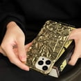 thumbnail image 5 of iPhone 14 Plus Glitter Case, Fashion Bling Glitter Gold Cute Soft Silicone Tin Foil 3D Pleats Women Girls Shockproof Soft Case Cover for iPhone 14 Plus, 5 of 8