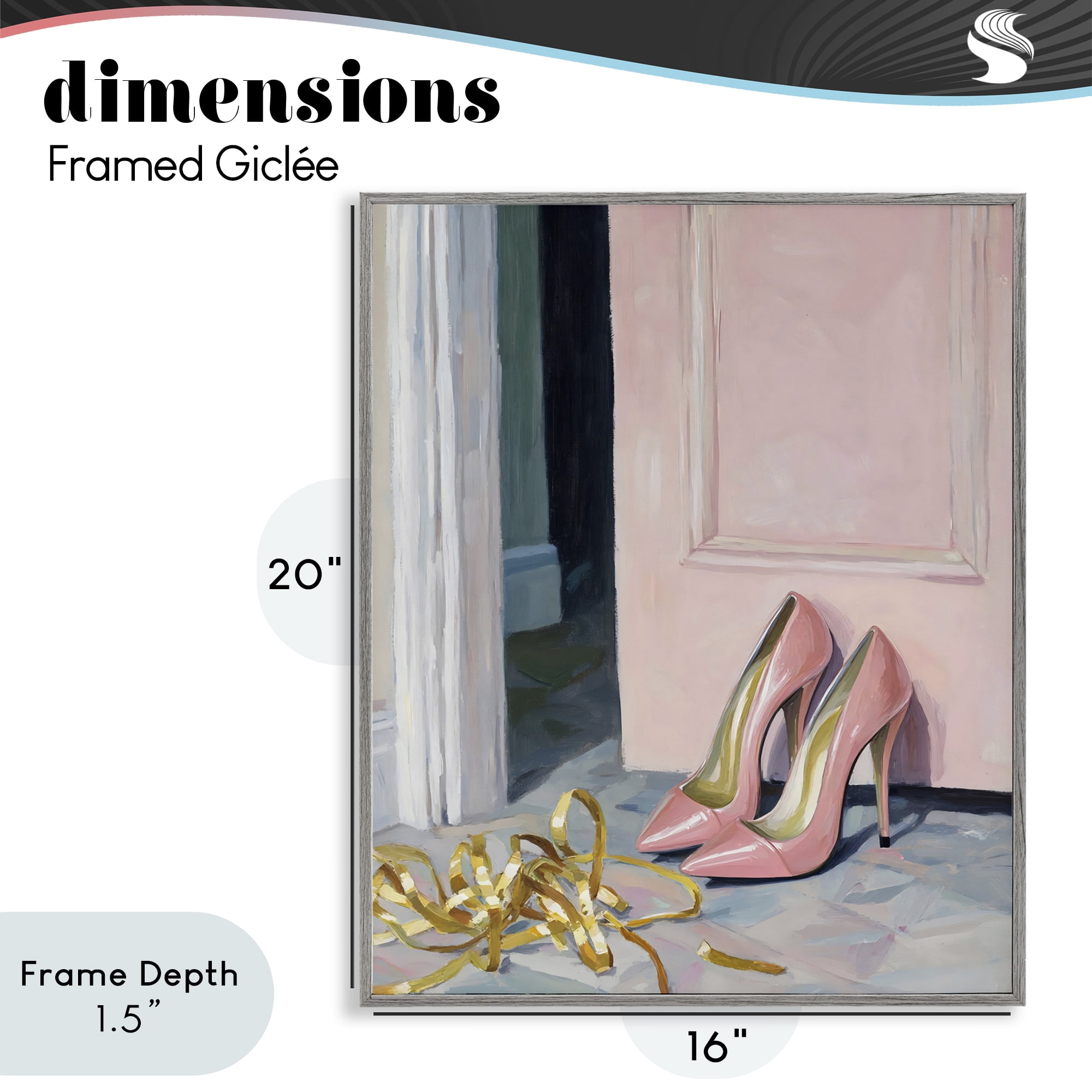 Stupell Industries Pink High Heels & Tinsel Gray Framed Giclee Art, design by The Prints Vibe