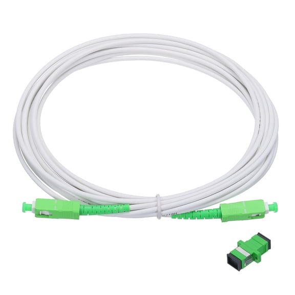 Uxcell 1Pcs 16.4ft Single Mode Simplex OS2 Fiber Optic Cable LSZH SC/APC-SC/APC Armored Jumper Optical White with Adapter