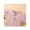 thumbnail image 4 of Mialoley Baby Girl Plain Clothes Set, Front Button Bodysuit + Full Length Pants, 4 of 9