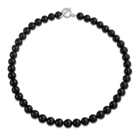 Bling Jewelry Womens Semi-Precious Natural Black Onyx Stone 10MM Bead Ball Strand Necklace 16-19 Inch Bling Jewelry Womens Semi-Precious Natural Black Onyx Stone 10MM Bead Ball Strand Necklace 16-19 Inch