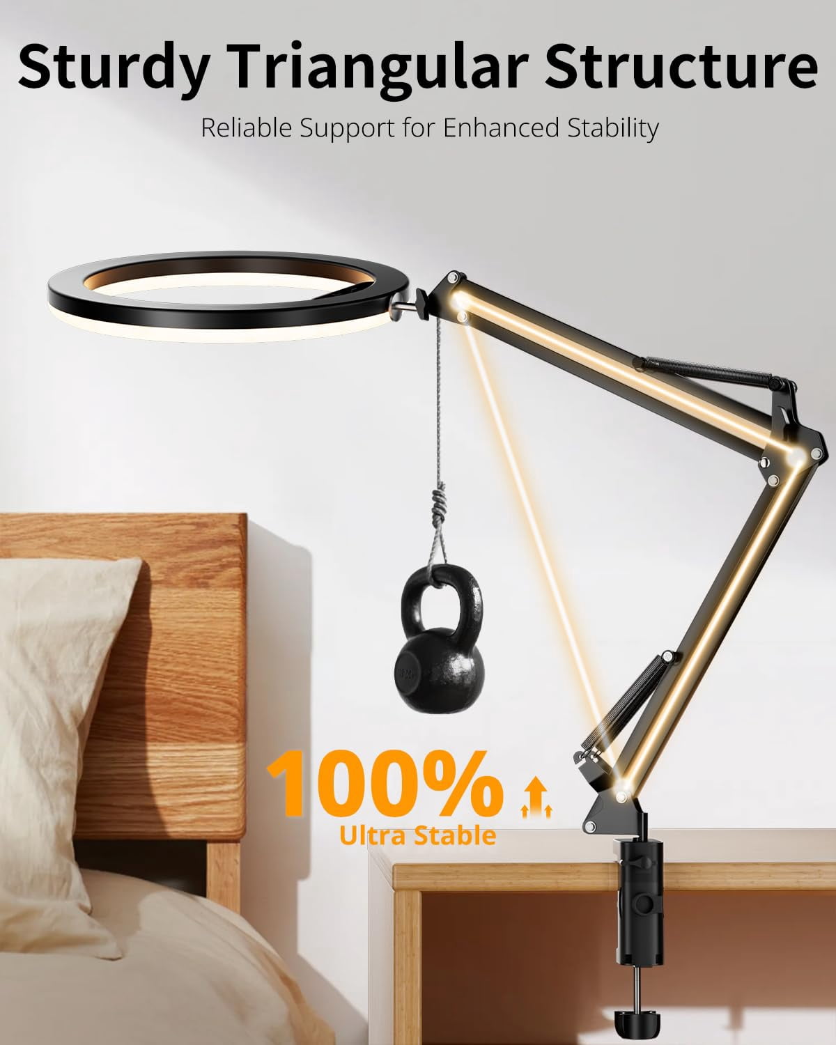 12'' Ring Light With Overhead Phone Mount  Led Selfie Stand And Holder For Laptop Desk Video Recording Zoom Meeting Live Streaming