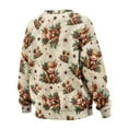 thumbnail image 5 of SCRAWLGOD Christmas Highland Cow Holly Star Print Beige Women's Casual Long Sleeve Tops Crewneck Sweatshirts Drop Shoulder Cozy Trendy Loose Fit Pullover with Pockets for Running Shopping, M, 5 of 6