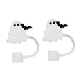 thumbnail image 3 of veasfak 2 Pieces Ghost Silicone Straw Toppers Parties Reusable Ghost Straw Cover Cap Bat, 3 of 9