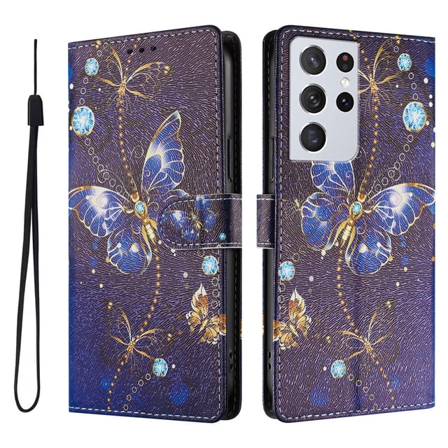 FOXDOCK Funda Tipo Cartera para Samsung Galaxy S21 Ultra con Soporte y Correa – Diseño de Patrones Lindos