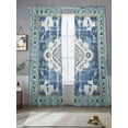 thumbnail image 2 of Retro Ethnic Sheer Curtains 108 Inch Long 2 Panels, Tribal Boho Blue Vintage Oriental Light Filtering Rod Pocket Semi Sheer Curtains, Sheer Voile Drapes for Living Room Bedroom, 52"x108", 2 of 5