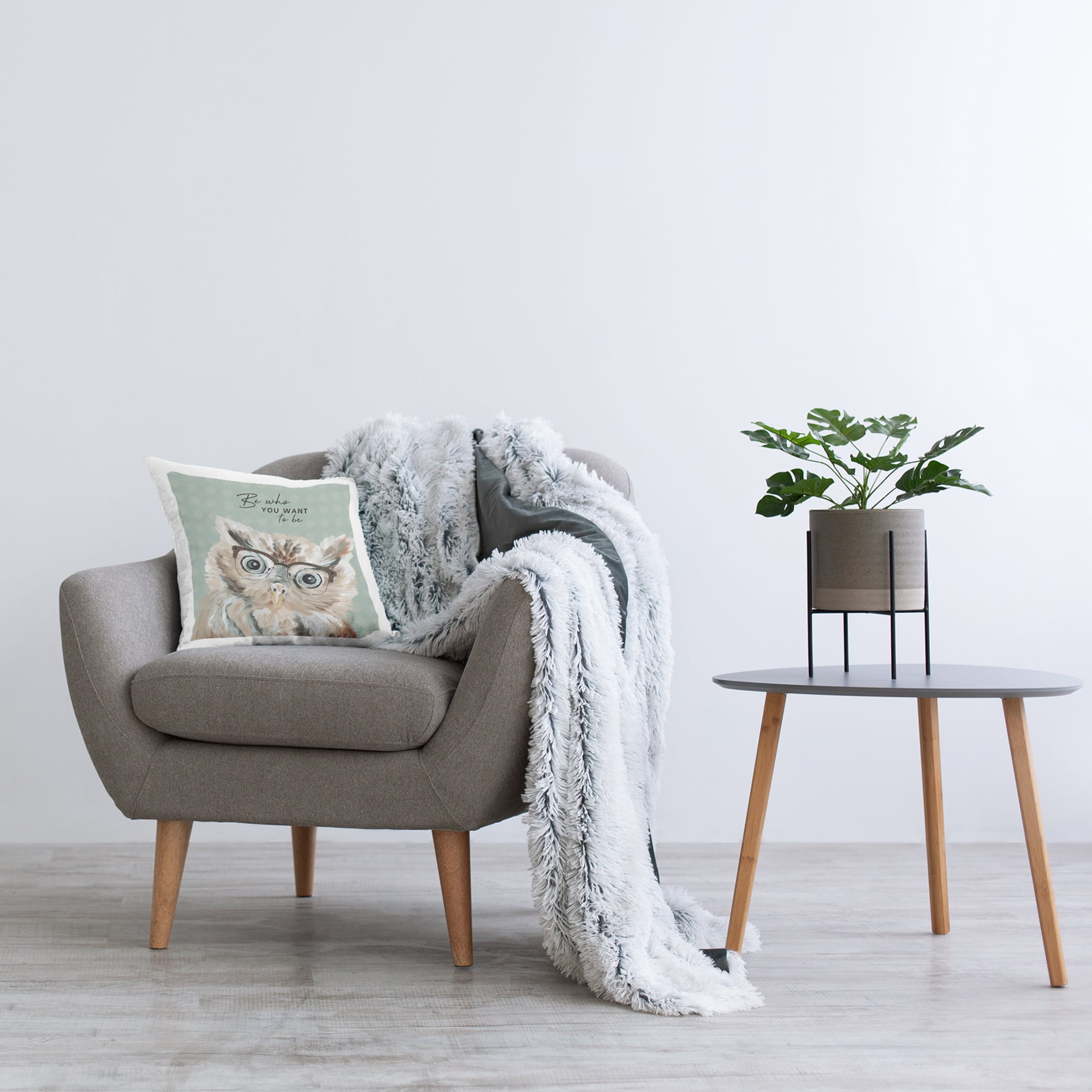 Stupell Industries Be Who You Want To Be Owl Pattern Printed Throw Pillow Design by Cindy Jacobs