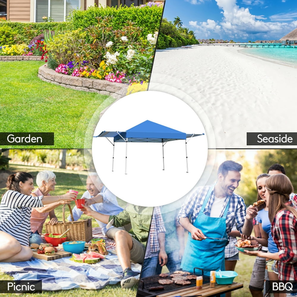 Aimee Lii 17 Feet x 10 Feet Foldable Pop Up Canopy with Adjustable Instant Sun Shelter, Backyard Canopy Gazebo, Blue Aimee Lii 17 Feet x 10 Feet Foldable Pop Up Canopy with Adjustable Instant Sun Shelter, Backyard Canopy Gazebo, Blue