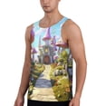 thumbnail image 2 of KLL Dreamy Mushroom House Print Men's Muscle Gym Workout Stringer Tank Tops Bodybuilding Fitness T-Shirts Tank Tops Men-Large, 2 of 7