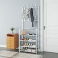 thumbnail image 2 of Ohufall Floor standing Shoe Rack Coat Rack Integrated Door Multi Layer Space Saving Simples Home Dormitory Rental Room Storage Shoe Cabinet Shoe Storage Small Shoe Rack, 2 of 8