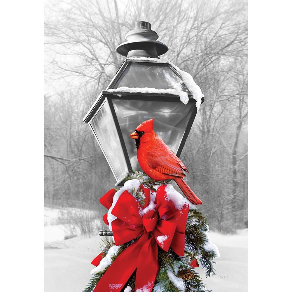 Custom Decor House Flag Cardinal Lamp Post