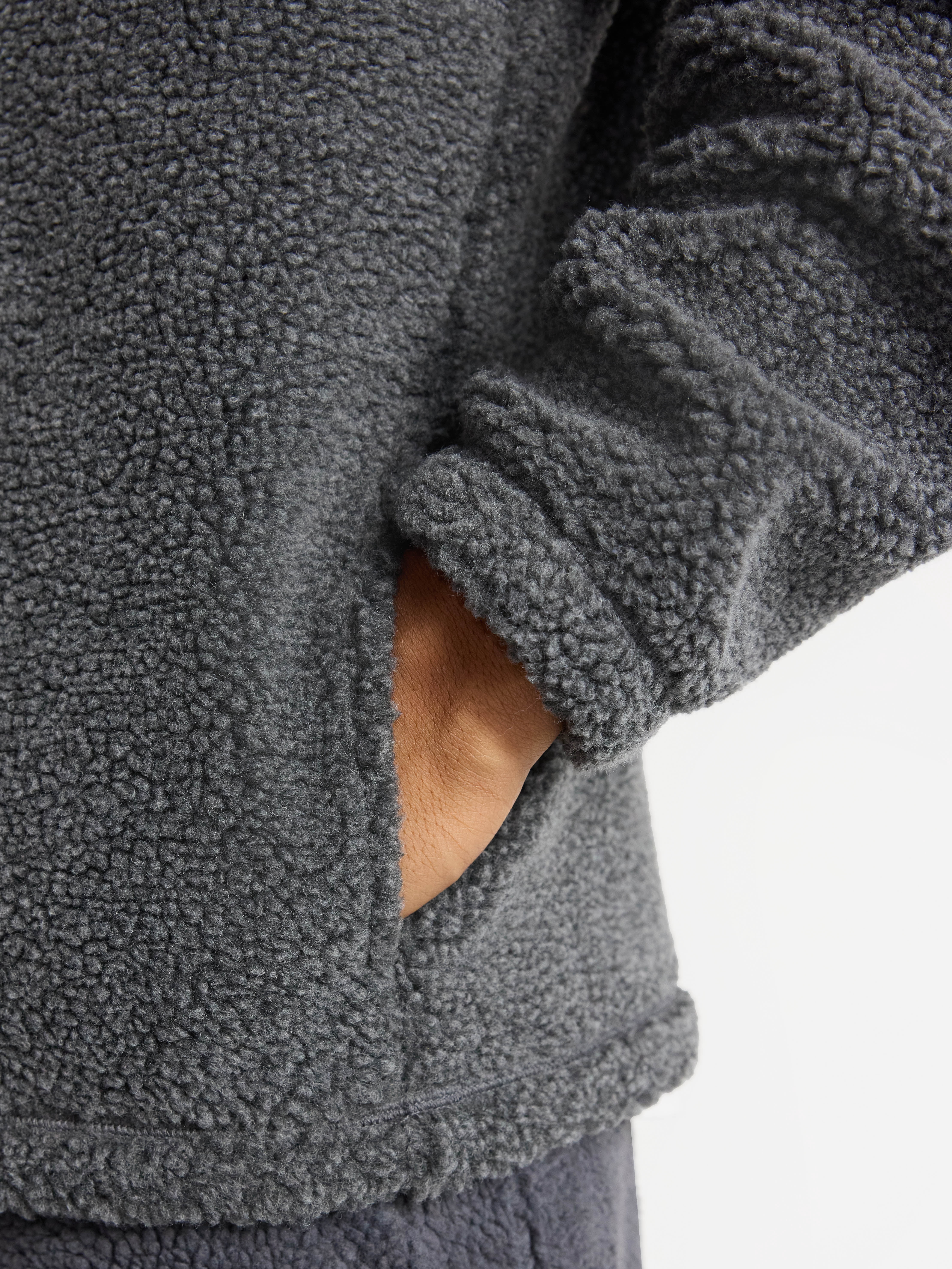 No Boundaries Faux Shearling Quarter Zip Pullover, Men’s XS-4XL
