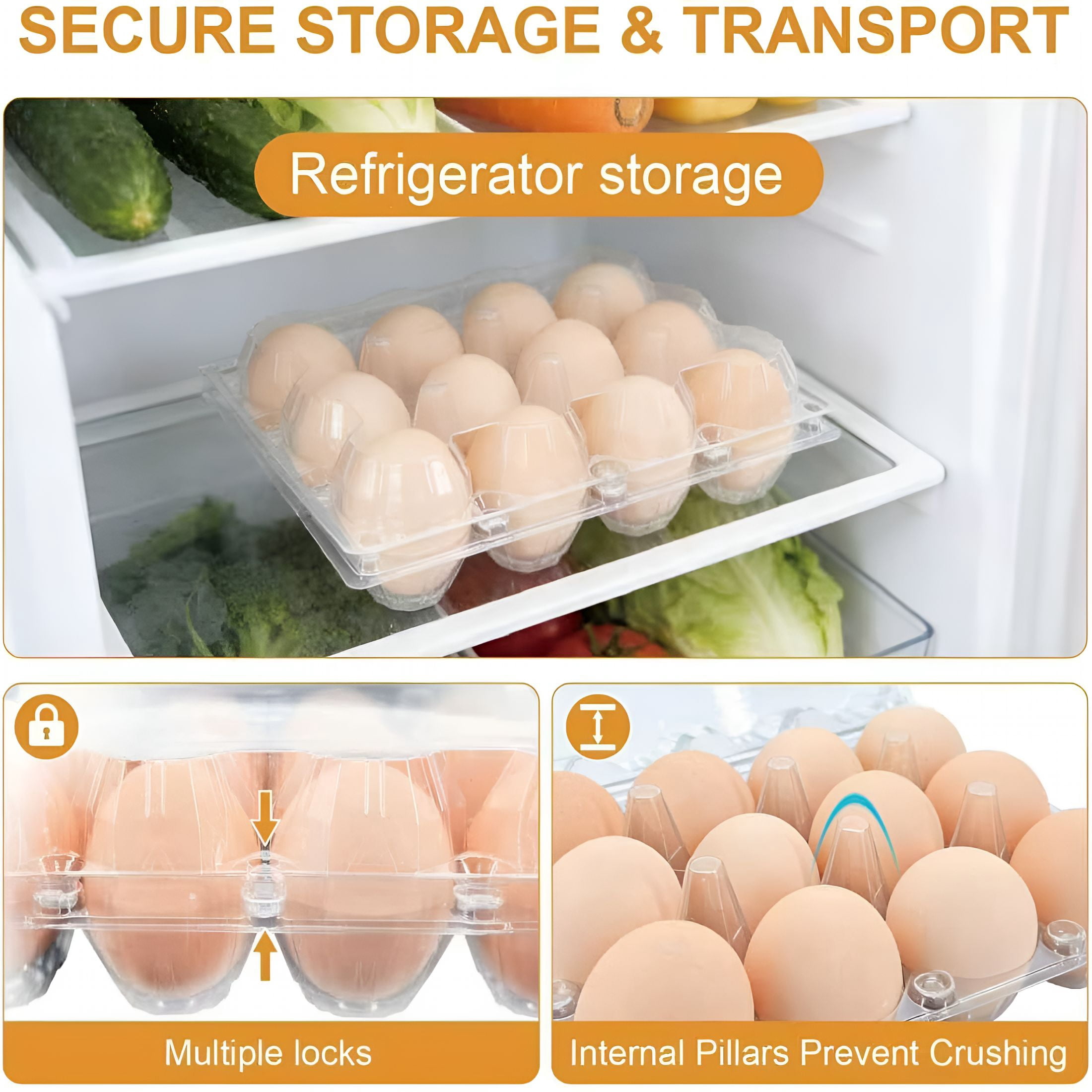 XIBUFE Egg Cartons Egg Storage for Refrigerator,Plastic Egg Cartons Reusable