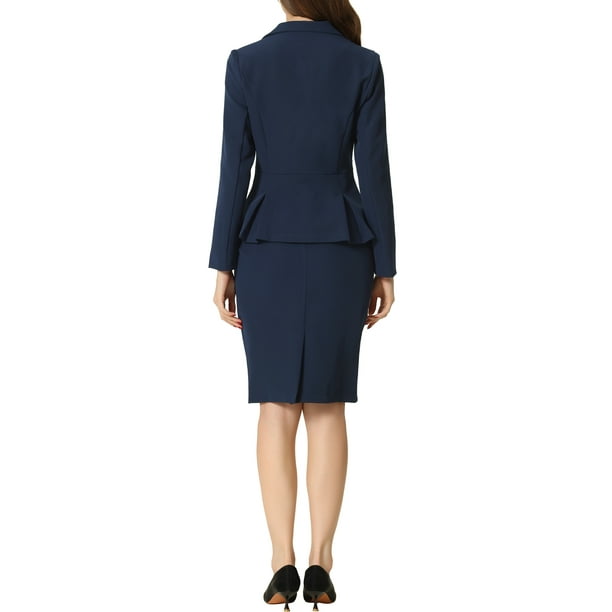INSPIRE CHIC Women's Piece Skirt Suit Formal Office Notched