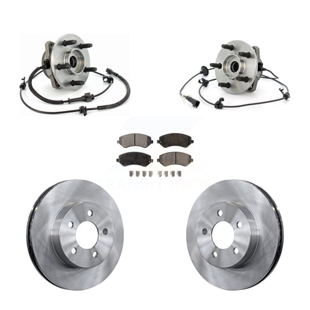 Transit Auto Front Hub Bearing Assembly Disc Brake Rotors and Ceramic Pads Kit for Car Jeep Liberty KBB-100950