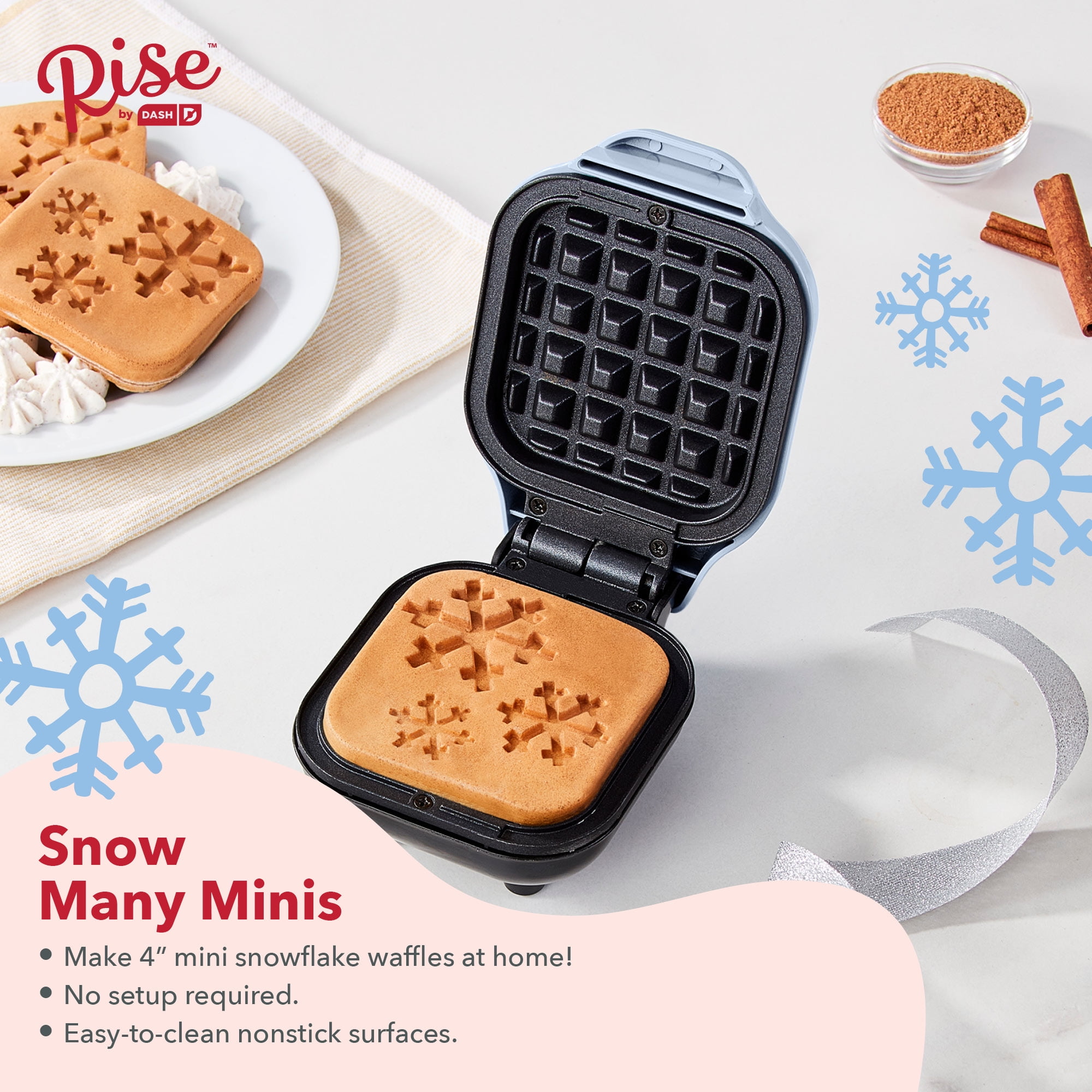 Rise by Dash Mini Waffle Maker, Blue Sky