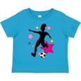 thumbnail image 3 of Inktastic Girl Playing Soccer Pink and Yellow Stars Girls Toddler T-Shirt, 3 of 5