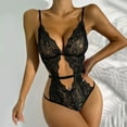 thumbnail image 2 of Odeerbi Crotchless Lingerie Bodysuit for Women 2025 Sexy Lace Open Crotch Hollow Out Attractive Babydoll Underwear Sleepwear Jumpsuit Pajamas Black, 2 of 5