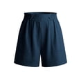 thumbnail image 6 of Bloomae Shorts for Women with Pockets Summer Casual Elastic High Waisted Wide Leg Cute Dressy Beach Shorts Trendy Holiday Vacation Beach Clothes Blue L, 6 of 7