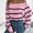 Pink, variant on Womens Oversized Sweater Striped Off The Shoulder Pullover Sweaters Cable Knit Tops S