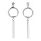 thumbnail image 2 of Pendientes de acero inoxidable Yashi en tono plateado con forma de barra y aro colgantes, 2 of 4