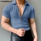 thumbnail image 5 of INCERUN Tops 2024 estilo coreano moda para hombre textura diseño en V profundo camisetas casuales ropa de calle de manga corta de punto camiseta S-5XL, 5 of 5