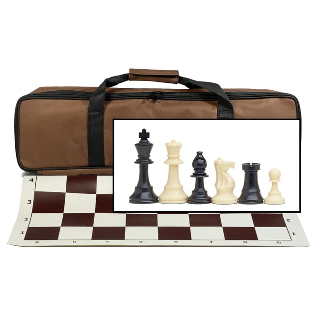 Ensemble Complet d'Échecs de Tournoi - Pièces en Plastique - Plateau Enroulable - Sac en Toile