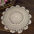thumbnail image 3 of Fennco Styles Handmade Medallion Crochet Lace Cotton Traycloths/Doilies. 14 Inch Round. Beige Color. Set of 4., 3 of 11