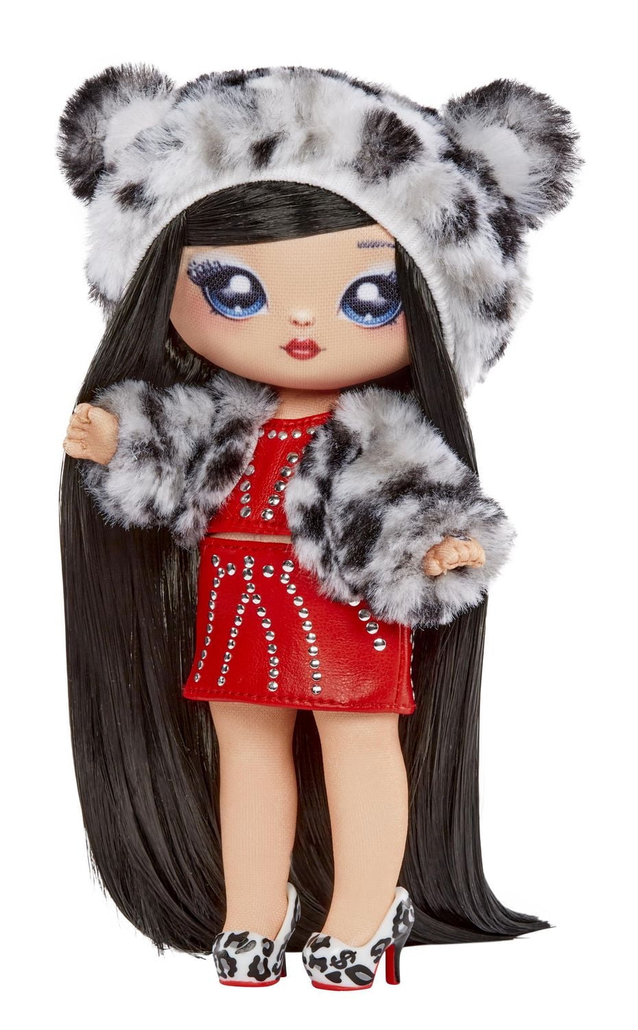 Na Na Na Surprise Cozy Series Leona White 7.5" Fashion Doll Snow Leopard-Inspired with Black Hair