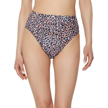 Js Jessica Simpson Womens Groovy Leopard High Waisted Swimsuit Bottom