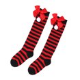 thumbnail image 2 of Girl Christmas Thigh High Socks Striped Teen Girls Over the Knee Long Socks with Bowknot Holiday Knit Stockings Gift, 2 of 4