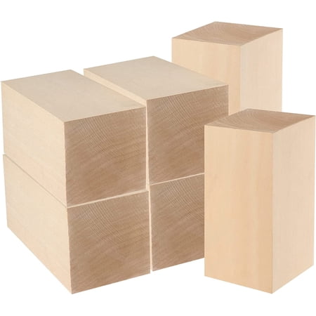 6 Pack Basswood Block, 6 x 3 x 3 Inch Basswood Carving Blocks, Large Unfinished Wooden Carving Block for Crafts Carving and Whittling
