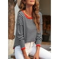 thumbnail image 6 of SHEWIN Women Sweater Stripe Knit Pullover Tops Holiday Jumper Crewneck Sweaters Long Sleeve Casual Knitted Fall Tops, 6 of 9