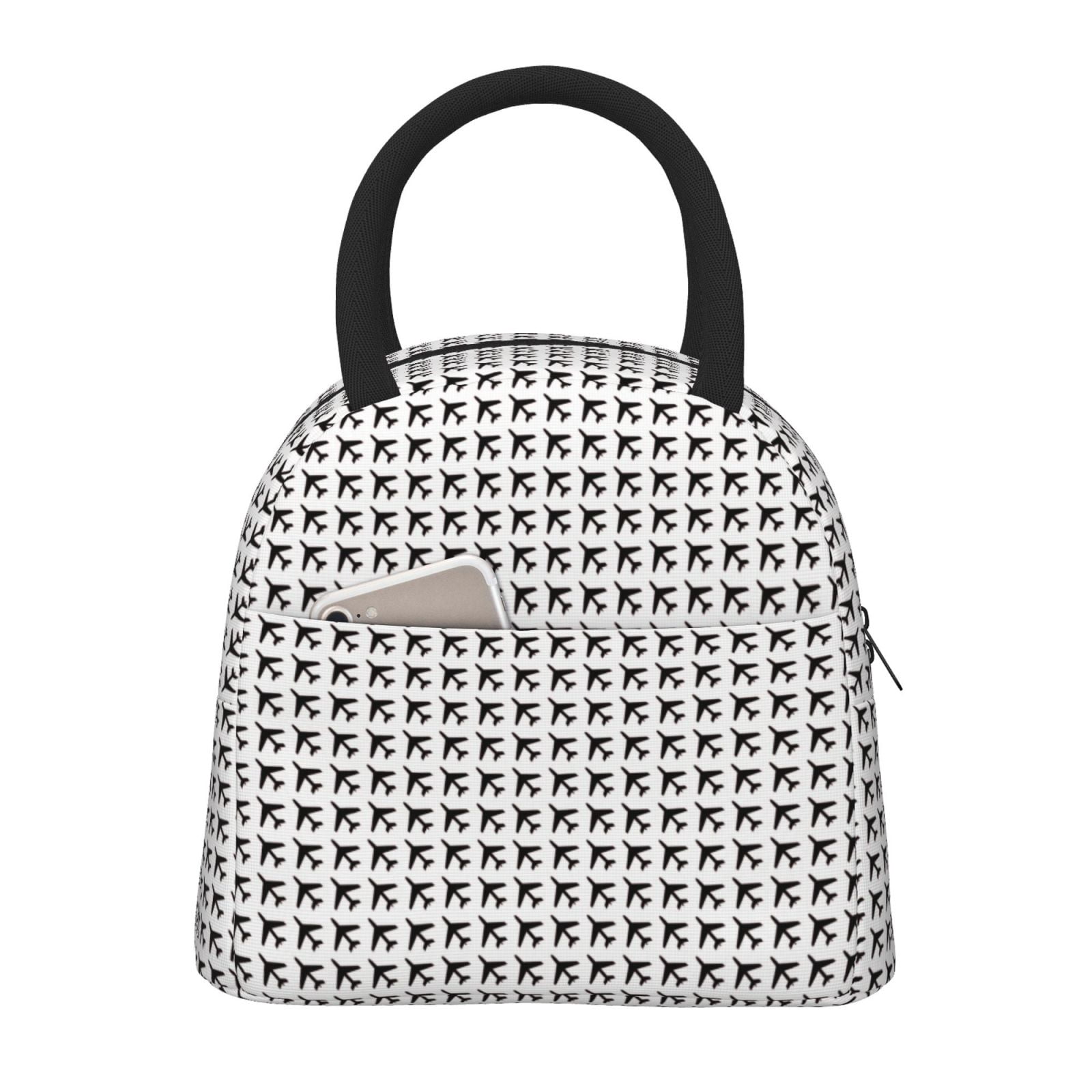 Logiee Airplane Print Lunch Bag for Women & Men,Adult Insulated Lunch Box,Food Lunch Containers,Reusable High Capacity Lunch Tote Bags for Work, Travel, Outdoor