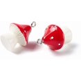 thumbnail image 3 of 10pcs 10 Pcs Opaque Mushroom with Polka Dots Resin Pendants Pendants with Platinum Tone Iron Loops Red Mushroom with Polka Charms for Jewelry DIY Necklace Craft Making 23~24x17mm Hole: 2mm, 3 of 4