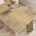 thumbnail image 2 of Ambesonne Retro Table Runner & Placemats, Diamond Form Curvy Leaves, Placemat 4 pcs + Runner 12"x90", Caramel and Beige, 2 of 2