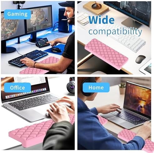 Quivanta L-Shaped Desk Elbow Pad for Desk, Memory Foam Elbow Support Padding with Non-Slip, 2-Piece Ergonomic Desk Edge Cushion, Wrist Comfort Support for Office Home (Pink Diamond Texture)