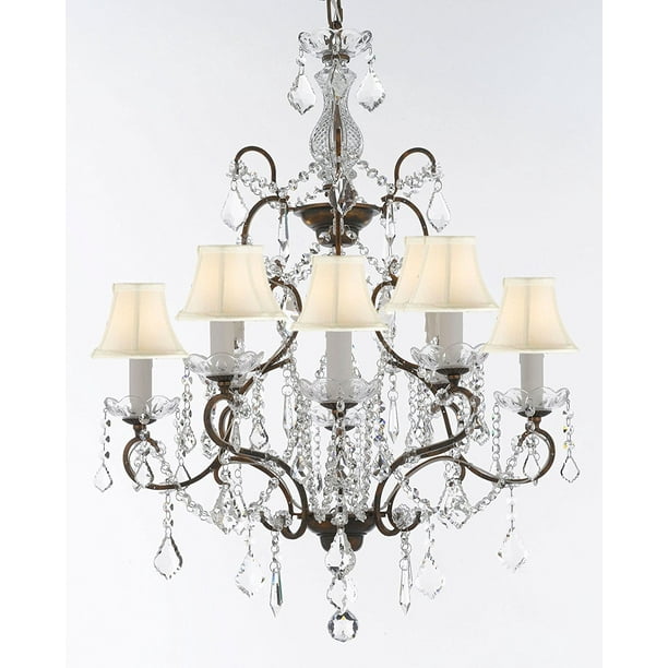 Wrought Iron Chandelier With White Shades Com Wrought Iron Chandelier With White, Chandelier With White Shades